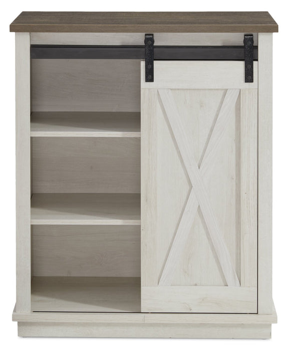 Bristow 31” Accent Cabinet with Shelves and Sliding Barn Door - White Oak