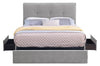 Amos Upholstered Storage Bed in Grey Fabric with Tufted Headboard & 3 Built-in Drawers - King Size | Lit de rangement Amos rembourré en tissu gris avec tête de lit capitonnée et 3 tiroirs intégrés - format très grand lit