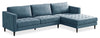 Metro 2-Piece Right-Facing Fabric Sectional with Chaise and Tufted Seat Cushions - Denim Blue | Sofa sectionnel de droite Metro 2 pièces en tissu avec fauteuil long et coussins de siège capitonnés - bleu denim