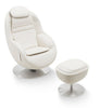 LG 29.6" Leather-Look Fabric Reclining Massage Chair with Matching Ottoman - Beige | Fauteuil de massage inclinable LG de 29,6 po en tissu d’apparence cuir avec pouf assorti - beige
