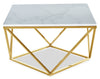 Amanda 31.5" Modern Square Coffee Table - White Marble Top with Gold Metal Base | Table à café carrée moderne Amanda de 31,5 po - dessus en marbre blanc avec base en métal doré