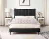 Paseo Platform Bed in Black Vegan-Leather Fabric - Queen Size | Lit plateforme rembourré Paseo en tissu de cuir végétalien noire - format grand lit