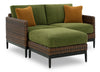 Tofino Outdoor Patio Ottoman - Resin Wicker & Aluminum - UV & Weather Resistant - Green/Brown/Black | Pouf Tofino pour la terrasse à l’extérieur - osier en résine et aluminium - résistant aux rayons UV et aux intempéries - vert, brun et noir