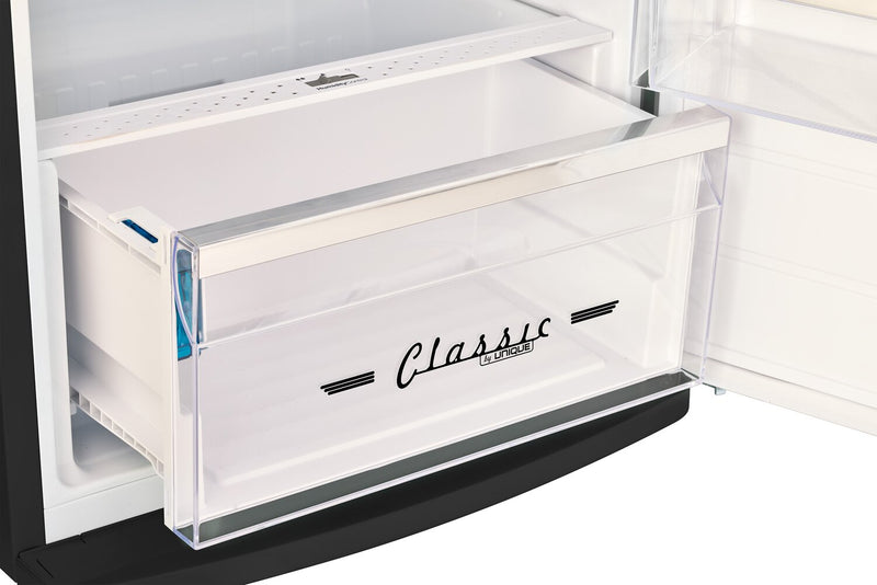 Unique Classic Retro 24\" 11 Cu Ft. Top Freezer Refrigerator – Matte Black - UNQ-310L MB TM
