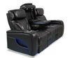 Elite 86" Genuine Leather Massage Power Reclining Sofa with Power Headrests and Storage Arms - Black | Sofa de massage à inclinaison électrique Elite de 86 po en cuir véritable avec appuie-têtes électriques et accoudoirs de rangement - noir