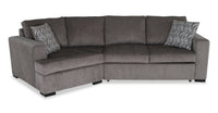 Made in Canada Legend 2-Piece Left-Facing Chenille Fabric Cuddler Sleeper Sectional - Pewter Brown