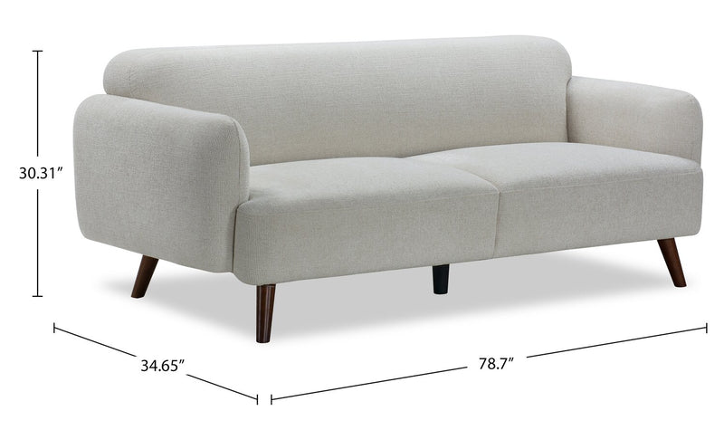 Sadie 78.7\" Fabric Sofa with Rubberwood Legs – Sand