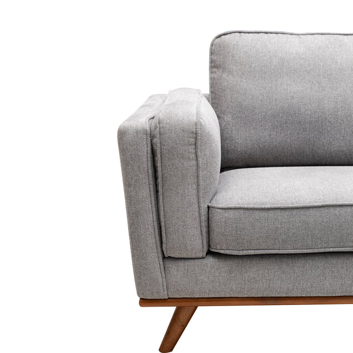 Kort & Co. Kassia 80\" Linen-Look Fabric Condo Size Sofa with Wood Base and Legs - Grey