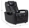 Kenzo 35" Leather-Look Fabric Power Gliding Reclining Chair with Power Headrest, Footrest and USB Port - Black | Fauteuil à inclinaison électrique Kenzo de 35 po en tissu d’apparence cuir avec appuie-tête électrique, repose-pieds et port USB - noir