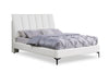 Nova Upholstered Platform Bed in White Vegan-Leather Fabric - King Size | Lit plateforme rembourré Nova en tissu de cuir végétalien blanc - format très grand lit