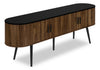 Elle 72\" Rustic TV Stand with Storage and Cable Management for TVs up to 80\"- Dark Brown and Black