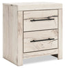 Derekson Bedside 2-Drawer Nightstand with USB Ports, 21.7"W x 24.3"H - Rustic White | Table de nuit Derekson de 21,7 po (L) x 24,3 po (H) à 2 tiroirs avec ports USB - blanc rustique