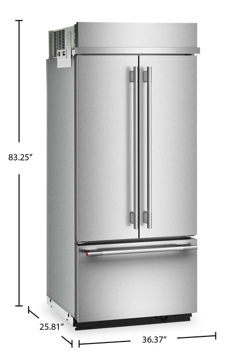 KitchenAid 36\" 20.8 Cu. Ft. French Door Bottom Mount Refrigerator - Stainless Steel - KBFN536SPS