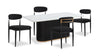 Kort & Co. Capri 5pc Dining Set with Table & 4 Chairs, Gold Accent, Pedestal Base, 72\"W - Black