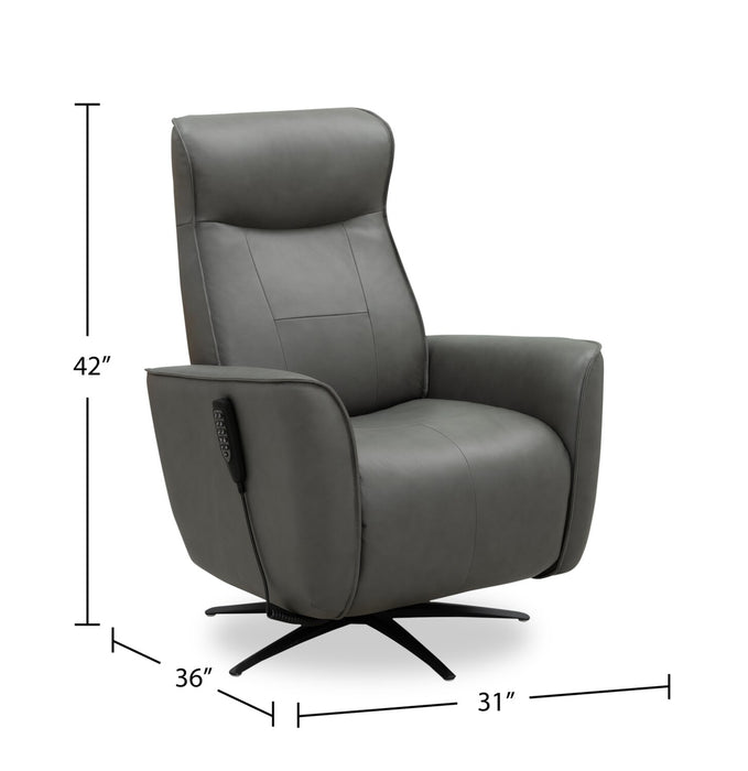 Serene 31\" Genuine Leather Power Reclining Massage Chair with Power Headrest and Heated Seat - Grey