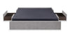 Amos Grey Upholstered Storage Bed with Channel Headboard - Full | Lit de rangement rembourré Amos gris avec tête de lit à canaux - format lit double
