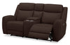 Reign 78" Top-Grain Genuine Leather Power Reclining Loveseat with Console - Silverado Chocolate Brown | Causeuse à inclinaison électrique Reign de 78 po en cuir véritable de qualité supérieure avec console - brun chocolat Silverado