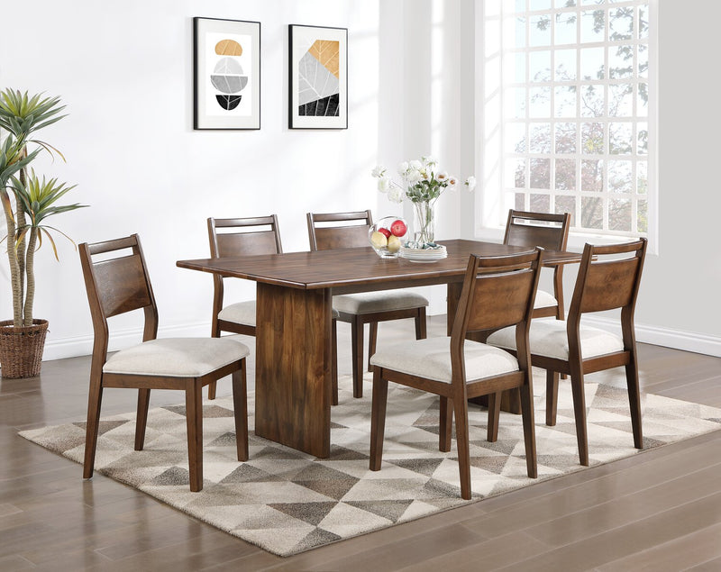 Vale 7pc Dining Set with Table & 6 Chairs, Wood, 72\"W - Brown & Beige