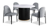 Kort & Co. Capri Round Dining Table with Marble-Look Top & Gold Accent, 47"W Round - Black & White | Table de salle à manger ronde Capri de Kort & Co. de 47 po (L) avec dessus en imitation de marbre et touches dorées - noire et blanche
