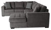 Made in Canada Legend 4-Piece Right-Facing Chenille Fabric Sleeper Sectional with Storage Chaise - Pewter Brown | Sofa-lit sectionnel de droite Legend 4 pièces fabriqué au Canada en tissu de chenille avec fauteuil long de rangement - brun étain
