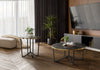 Xander 24" Modern Round Glass Top End Table - Black and Gold with Metal Legs|Table de bout ronde moderne Xander de 24 po avec dessus en verre - noire et dorée avec pattes en métal
