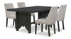 Emery 5pc Dining Set with Table & 4 Chairs, Wood, 72-96"W Extension - Black & Grey | Ensemble de salle à manger Emery 5 pièces en bois avec table, rallonge, 72 po à 96 po (L) et 4 chaises - noir et gris