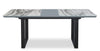 Ezra 5pc Dining Package with 63-79"W Extension Table & 4 Chairs - Faux White Marble & Grey | Ensemble de salle à manger Ezra 5 pièces avec table qui s’allonge de 63 po à 79 po (L) et 4 chaises - imitation de marbre blanc et gris