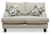 Made in Canada Nofia 58" Chenille Fabric Loveseat with Two Accent Pillows and Wood Legs - Linen Beige | Causeuse Nofia de 58 po fabriquée au Canada en tissu de chenille avec 2 coussins décoratifs et pattes en bois - beige lin