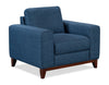 River 40.1" Linen-Look Fabric Chair with Wood Base and Legs - Blue | Fauteuil River de 40,1 po en tissu d’apparence lin avec base et pattes en bois - bleu