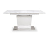 Naya 5pc Dining Package with 63-78.75"W Extension Table & 4 Chairs - Faux White Marble & Grey | Ensemble de salle à manger Naya 5 pièces avec table à rallonge, 63 po à 78,75 po (L), et 4 chaises - imitation de marbre blanc et gris