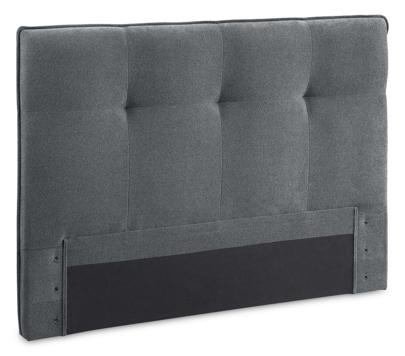 Amos Upholstered Storage Bed in Charcoal Fabric with Tufted Headboard & 3 Built-in Drawers - Queen Size