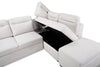Coast 3-Piece Right-Facing Ivory White Fabric Sleeper Sectional with Storage Chaise and Storage Armrest | Sofa-lit sectionnel de droite Coast 3 pièces en tissu blanc ivoire avec fauteuil long de rangement et accoudoir de rangement