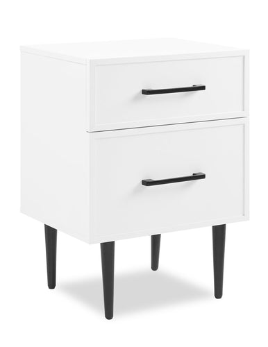 Brax Bedside 2-Drawer Nightstand, 18"W x 25.75"H - White 
