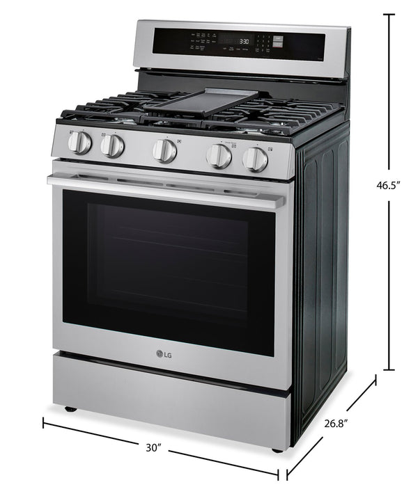 LG 6.3 Cu. Ft. Smart Gas Range with Air Fry – Fingerprint Resistant Stainless Steel - LRGN6325X