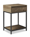 Akio Bedside 1-Drawer Nightstand with Lift-top Storage, 18\"W x 25.75\"H - Brown/Black