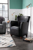 Zello 29.92" Faux Leather Accent Chair with Wood Legs - Black | Fauteuil d’appoint Zello de 29,92 po en similicuir avec pattes en bois - noir