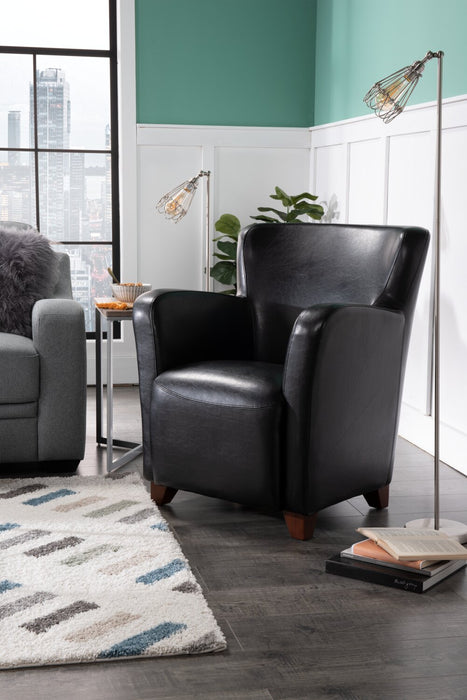 Zello 29.92\" Faux Leather Accent Chair with Wood Legs - Black