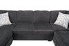 Made in Canada Morgan 2-Piece Right-Facing Chenille Fabric Wrap Sectional with Accent Pillows - Grey | Sofa sectionnel en U de droite Morgan 2 pièces fabriqué au Canada en tissu de chenille avec coussins décoratifs - gris