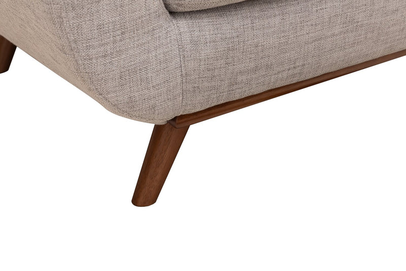 Kort & Co. Freeman 37\" Linen-Look Fabric Chair with Wood Legs and Tufted Back Cushion - Dove White