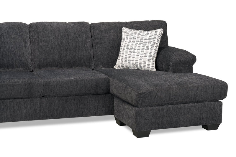 Made in Canada Morgan 3-Piece Left-Facing Chenille Fabric Wrap Sectional with Accent Pillows - Grey