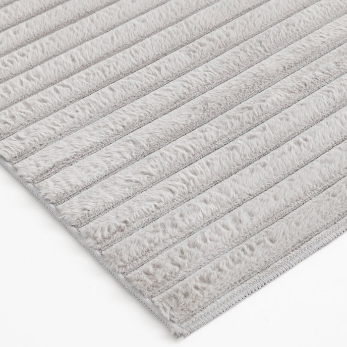 Dream Step Memory Foam Channel Light Grey Faux Fur Area Rug - 7' x 10'