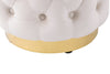 Adell 17" Round Fabric Ottoman with Gold Base - White | Pouf rond Adell de 17 po en tissu avec base dorée - blanc