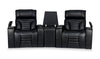 Zen 3-Piece Leather-Look Fabric Home Theatre Power Reclining Sectional with Massage and Storage Console - Black | Sofa sectionnel à inclinaison électrique Zen 3 pièces de style cinéma maison en similicuir avec massage et console de rangement - noir