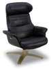 Halo Top-Grain Genuine Leather Swivel Reclining Chair with Footrest  | Fauteuil pivotant inclinable Halo en cuir véritable de qualité supérieure avec repose-pieds