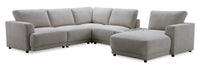 Voyage Modular 6-Piece Right-Facing Fabric Sectional with Console and Removable Back Cushions – Taupe 