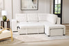 Coast 3-Piece Right-Facing Ivory White Fabric Sleeper Sectional with Storage Chaise and Storage Armrest | Sofa-lit sectionnel de droite Coast 3 pièces en tissu blanc ivoire avec fauteuil long de rangement et accoudoir de rangement