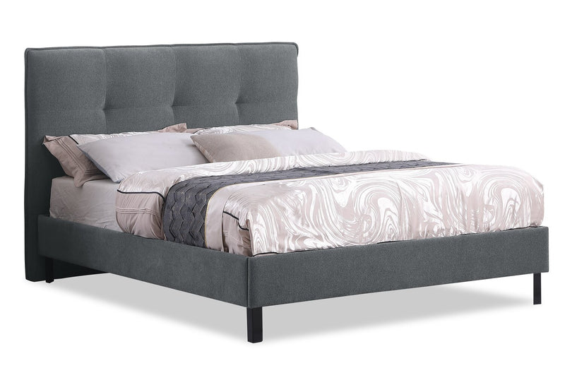 Amos Upholstered Headboard in Charcoal Fabric, Tufted - Full Size