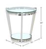 Yonge 22" Modern Round Glass Top End Table with Shelf - Chrome Finish with Stainless Steel | Table de bout ronde moderne Yonge de 22 po avec dessus en verre et tablette - fini chromé avec acier inoxydable