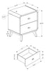Cami Bedside 2-Drawer Nightstand, Mid-Century Modern, 17"W x 24.8"H - Grey Oak | Table de nuit moderne du milieu du 20e siècle Cami de 17 po (L) x 24,8 po (H) à 2 tiroirs - chêne gris