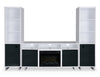 Ignatius Modern 3-Piece Entertainment Centre with Electric Fireplace and Storage for TVs up to 70"- White | Meuble audio-vidéo moderne Ignatius 3 pièces avec foyer électrique et rangement pour téléviseurs jusqu’à 70 po - blanc